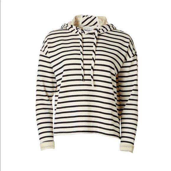 FOR THE REPUBLIC Junior XS IVORY striped  HOODIE - Picture 7 of 7
